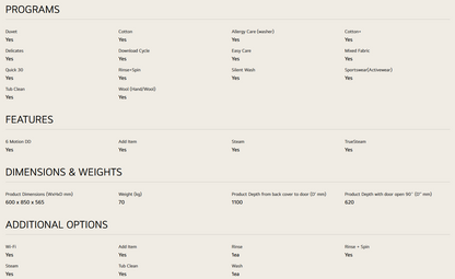 LG FV1409S4W 9kg Front Load Washer with AI Direct Drive™ and Steam™