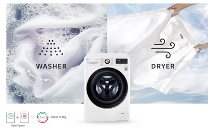 LG FV1410H3P 10/6kg Front Load Washer Dryer with AI Direct Drive™, Steam™