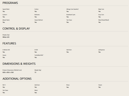 LG FV1411H3BA 11/7kg Front Load Washer Dryer with AI Direct Drive™, Steam™