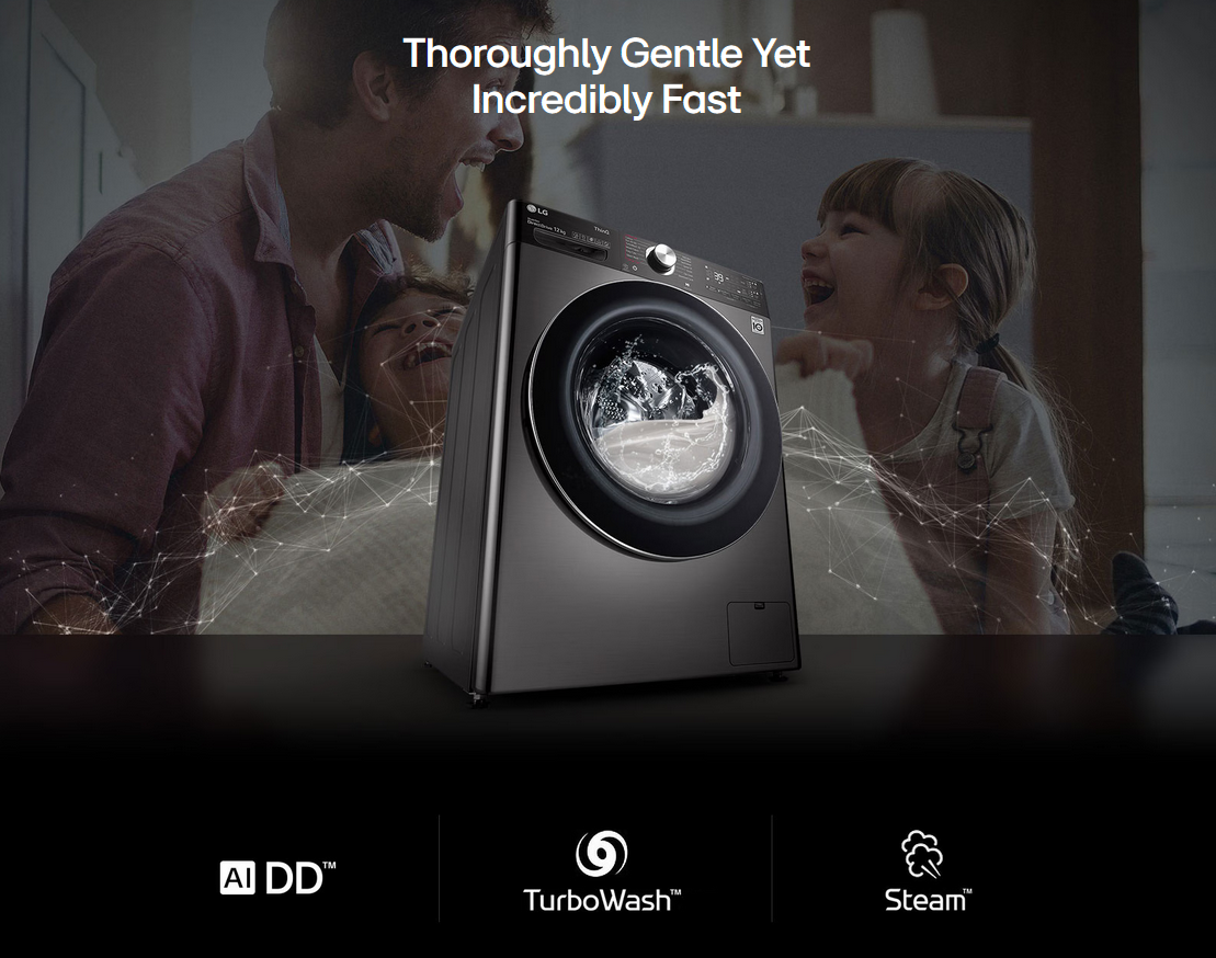 LG FV1412S3B 12kg Front Load Washer with AI Direct Drive™ and TurboWash™360˚