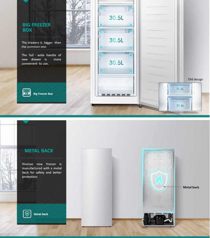 Hisense 180L Upright Freezer FV188 (R600a) FV188N4AWN