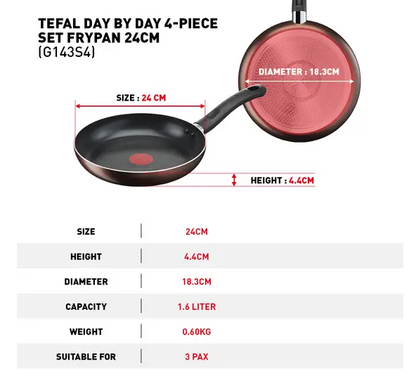 Tefal Day by Day 4-Piece Set (FP24cm+SCP18cm+Small Spatula) G143S495