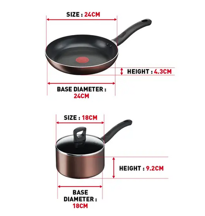 Tefal Day by Day 4-Piece Set (FP24cm+SCP18cm+Small Spatula) G143S495