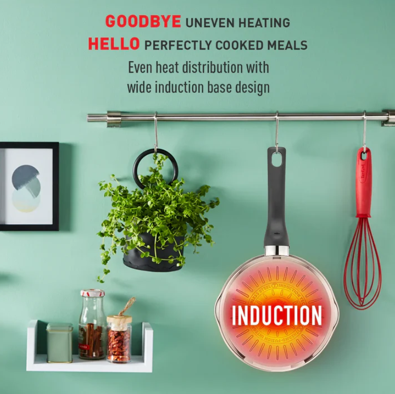 Tefal Cook & Clip 6-Piece Set G723S6 ( 16cm SaucePan + 20cm StewPot + 24cm StewPot ) Induction Cooker Friendly  stainless steel Periuk