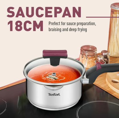 Tefal Cook & Clip 6-Piece Set G723S6 ( 16cm SaucePan + 20cm StewPot + 24cm StewPot ) Induction Cooker Friendly  stainless steel Periuk