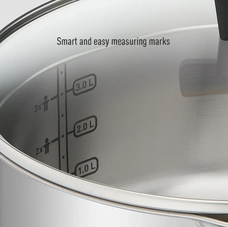 Tefal Cook & Clip 6-Piece Set G723S6 ( 16cm SaucePan + 20cm StewPot + 24cm StewPot ) Induction Cooker Friendly  stainless steel Periuk