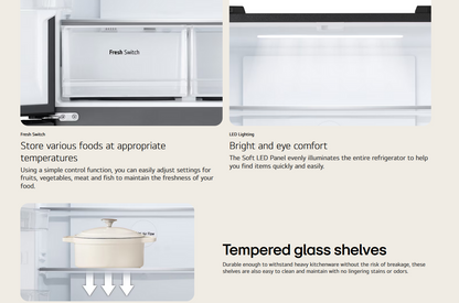 LG GC-B48FMGAH 474l French Door Fridge in Black Glass Finish