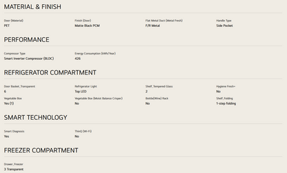 LG GC-B529NQCM 420L 2 Door Bottom Freezer Fridge in Matte Black Finish