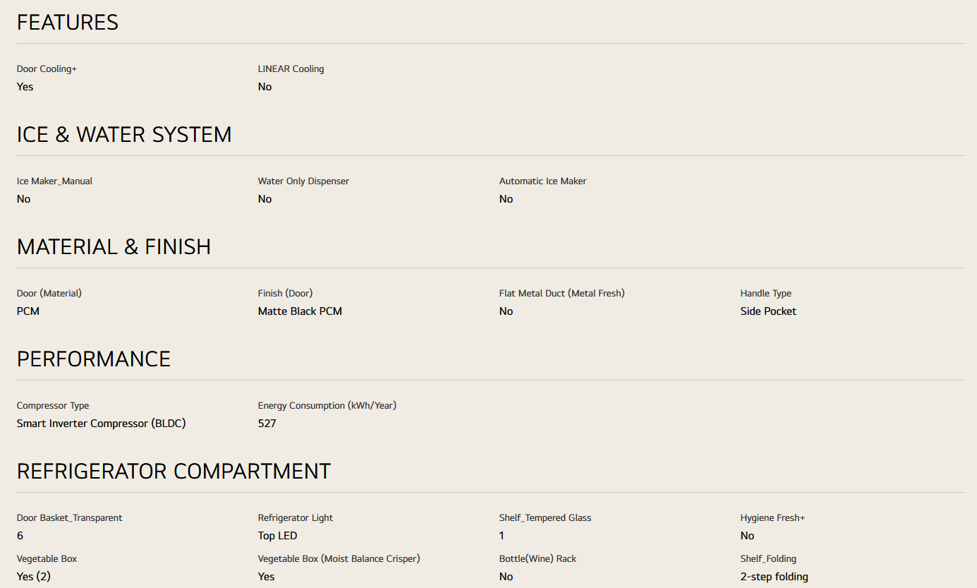 LG GC-B569NQCM 455L 2 Door Bottom Freezer Fridge in Matte Black Finish