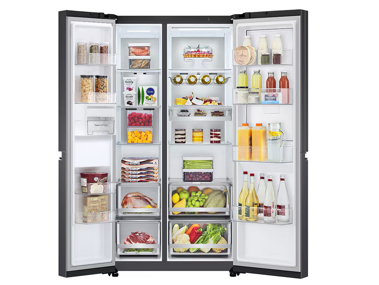 LG GC-M257CGFL 694L Side-by-Side Fridge with Door-in-Door™ in White Glass Finish