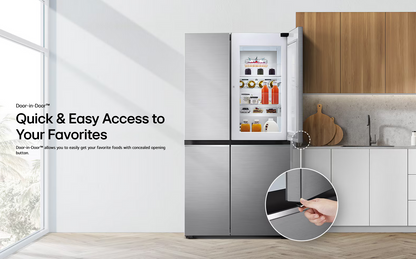 LG GC-M257CGFL 694L Side-by-Side Fridge with Door-in-Door™ in White Glass Finish