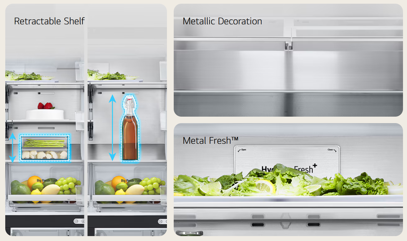 LG GC-V22FFQMB 431L French Door Fridge with InstaView in Black Steel Finish