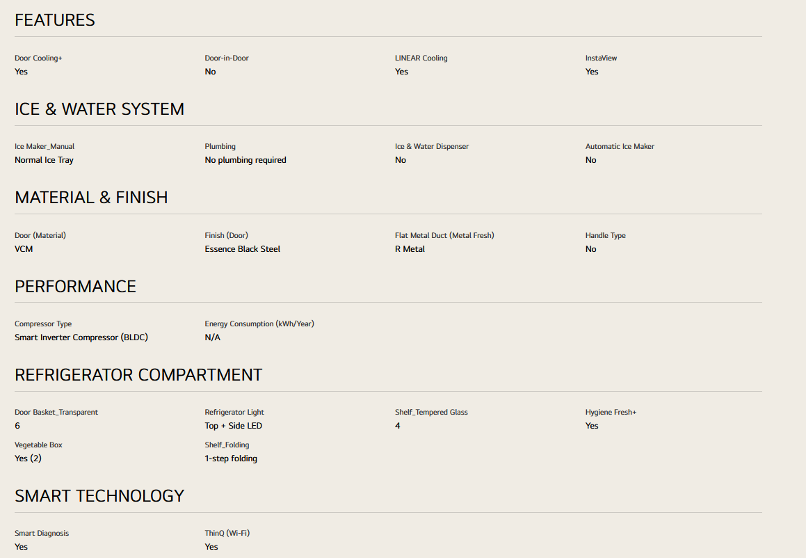 LG GC-V24FFCHB 601L French Door Fridge with InstaView in Matte Black Finish