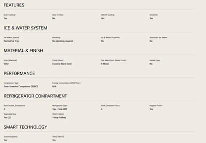 LG GC-V24FFCHB 601L French Door Fridge with InstaView in Matte Black Finish