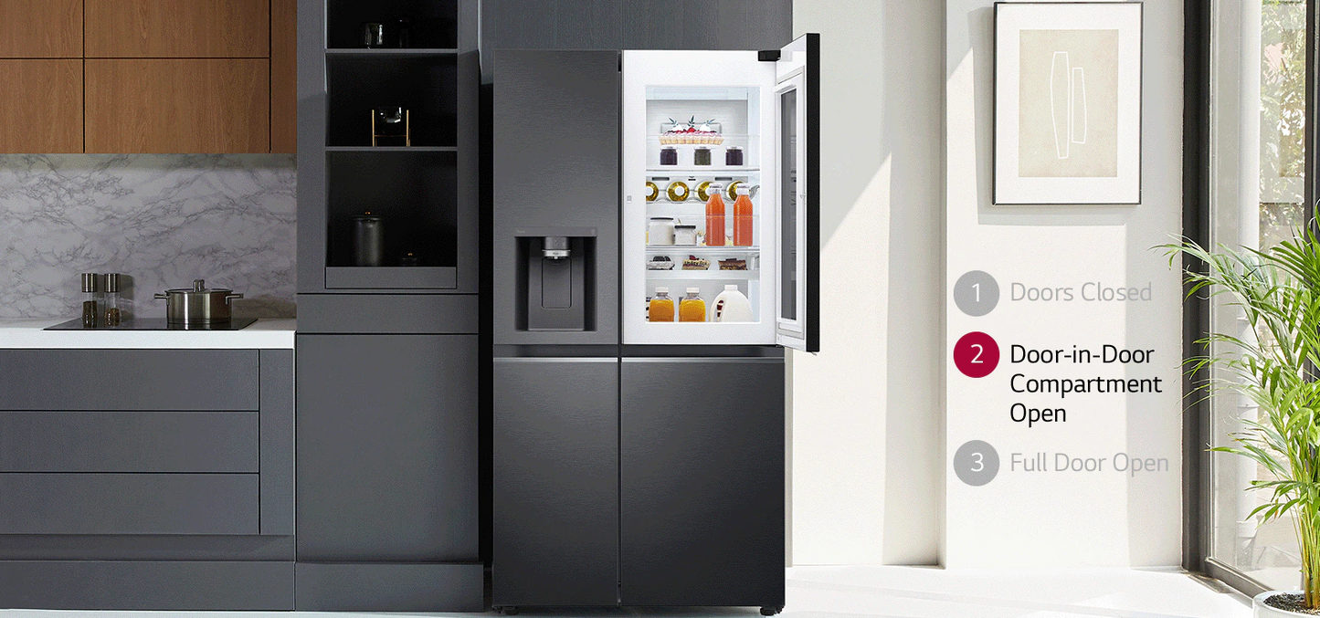 LG GC-X257CSES 674L Side-by-Side Fridge with InstaView & Door-in-Door™ in Noble Steel Finish