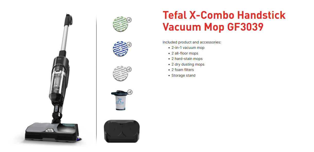 Tefal X-Combo Handstick Vacuum Mop GF3039/TGF3039HO