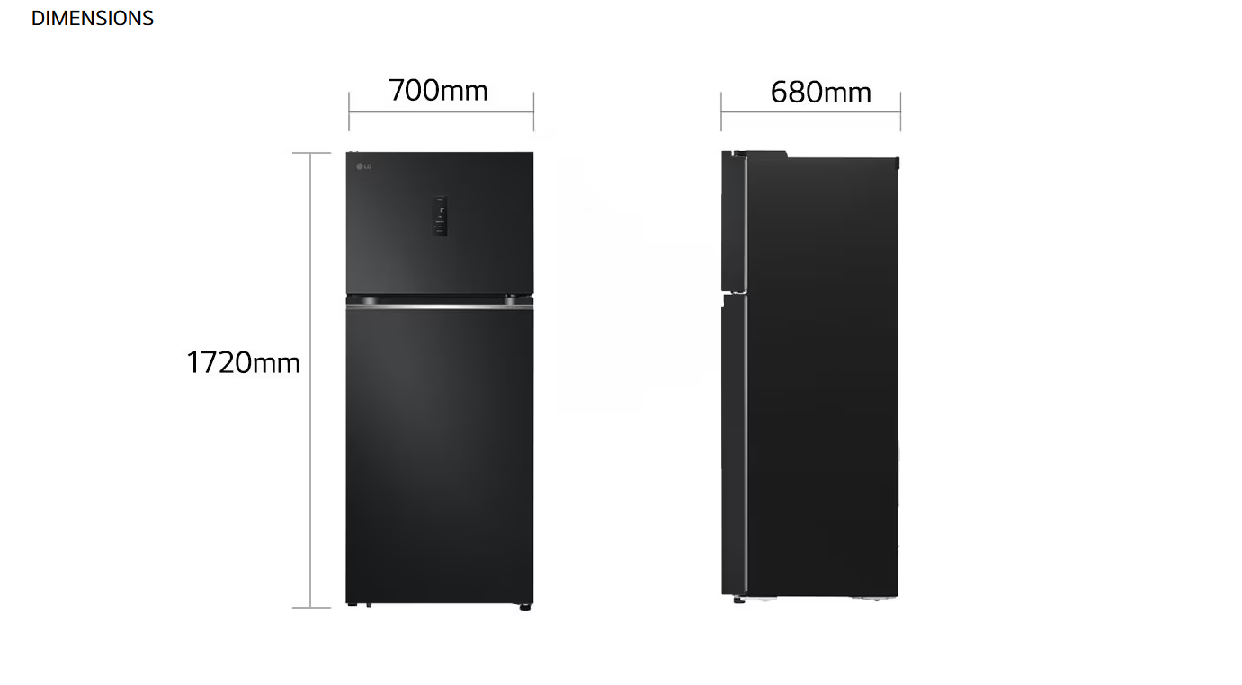 LG GN-B372PQBK 410L 2 Door Top Freezer Fridge in Essence Matt Black