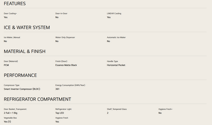 LG GN-B372PQBK 410L 2 Door Top Freezer Fridge in Essence Matt Black