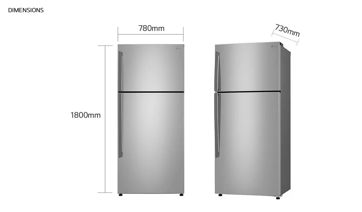 LG GN-C702HFCM 547l 2 Door Top Freezer Fridge in Platinum Silver Finish