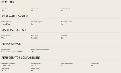 LG GN-C702HFCM 547l 2 Door Top Freezer Fridge in Platinum Silver Finish