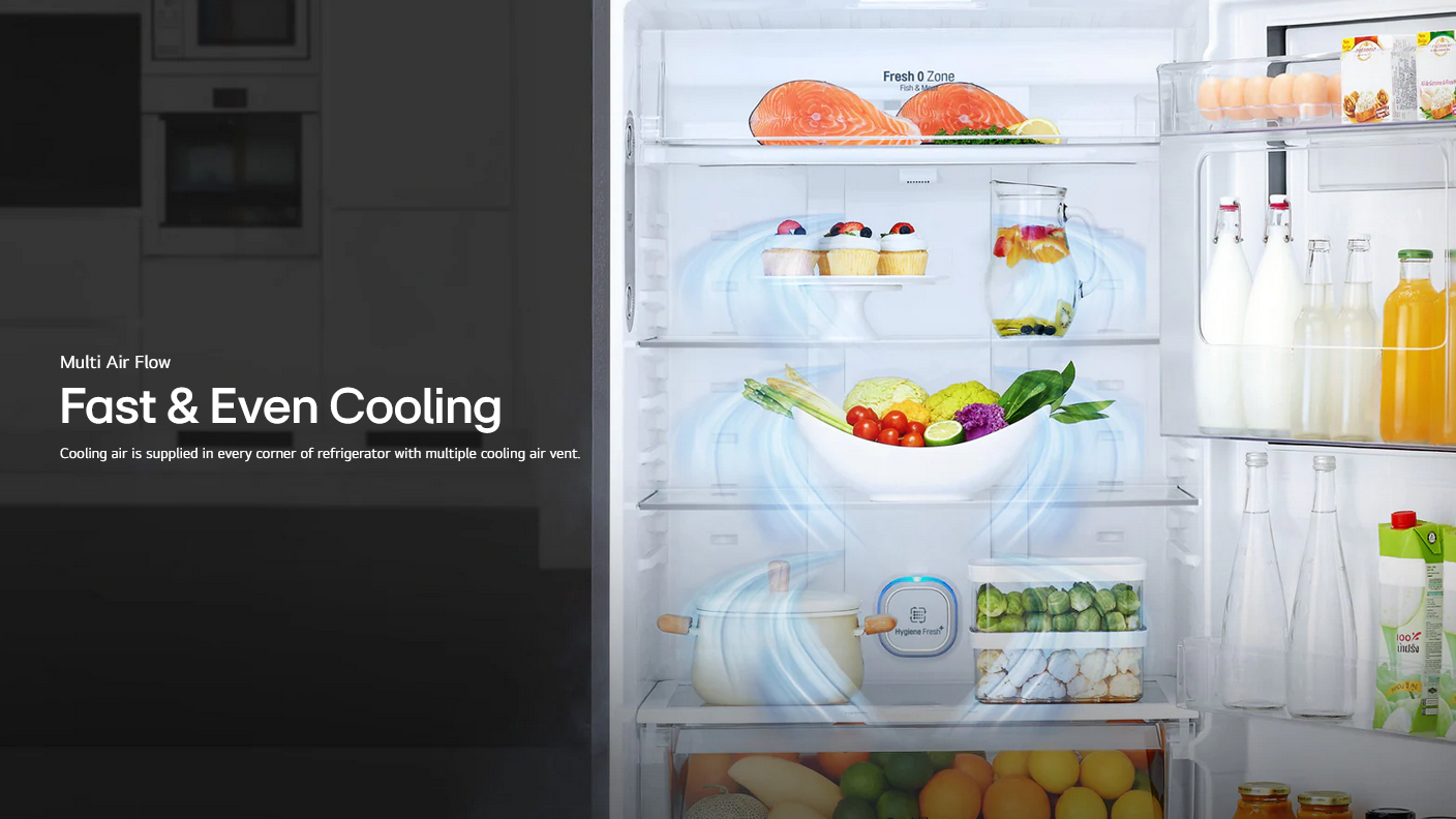 LG GR-H802HQHM 602L 2 Door Top Freezer Fridge in Black Metal Finish