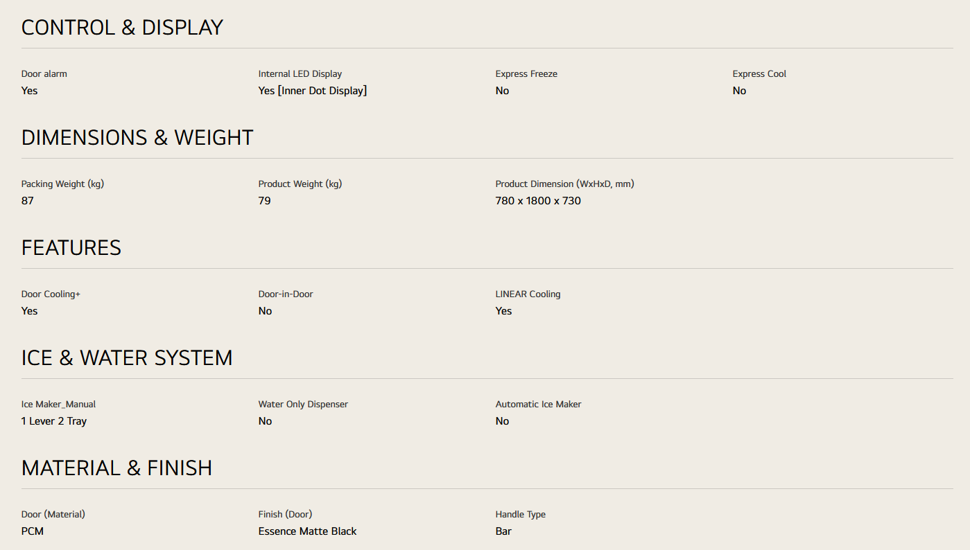 LG GN-C702HQCM 547L 2 Door Top Freezer Fridge in Beige