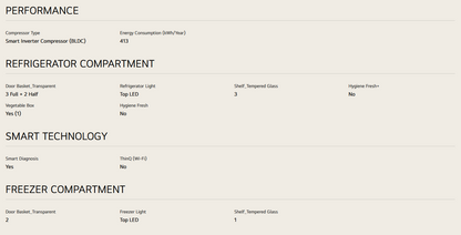 LG GN-C702HQCM 547L 2 Door Top Freezer Fridge in Beige