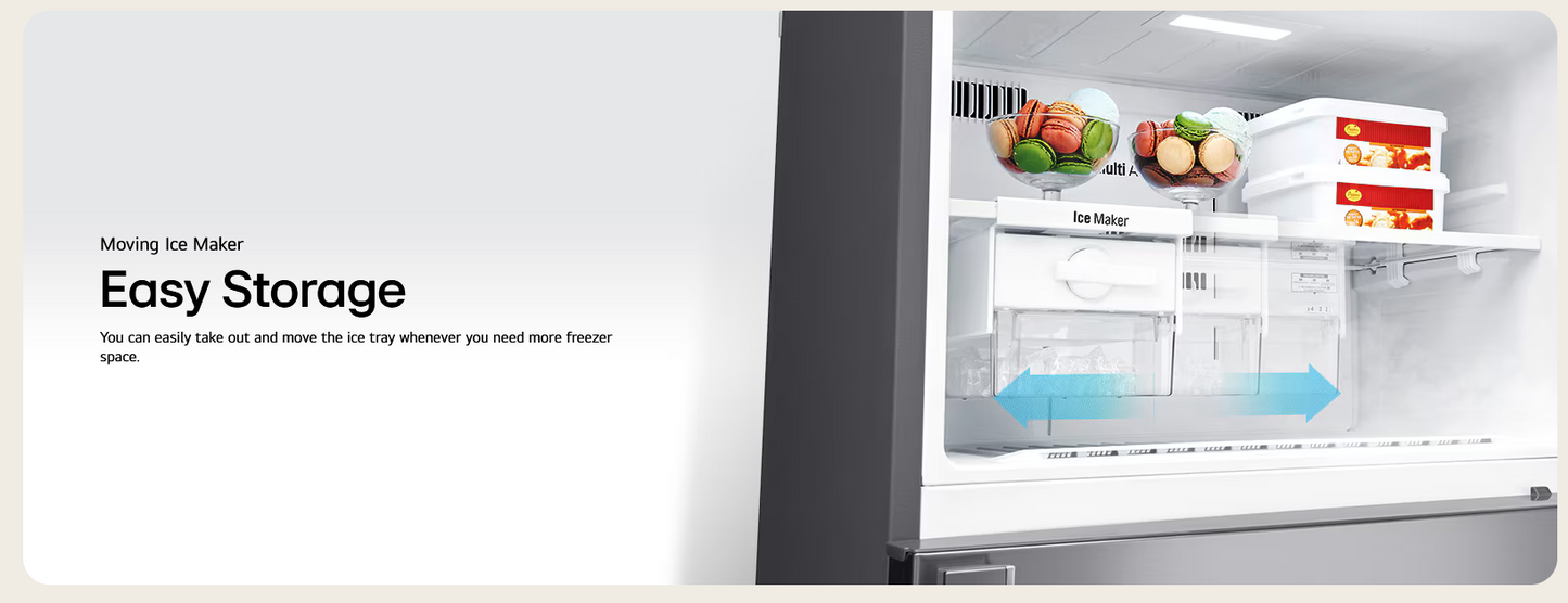 LG GN-C702HQCM 547L 2 Door Top Freezer Fridge in Beige