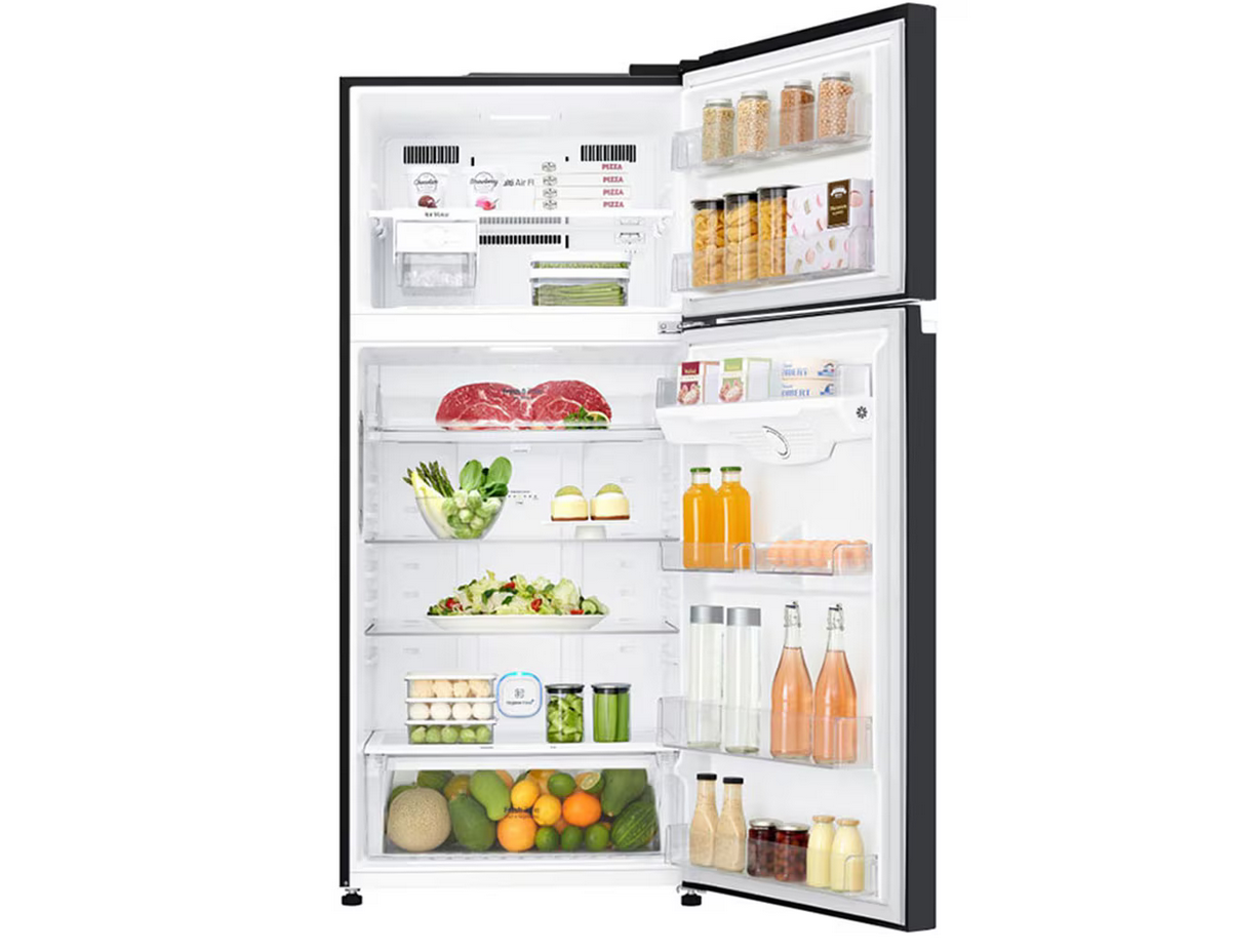 LG GN-C702SGGM 547L 2 Door Top Freezer Fridge in Black Glass Finish