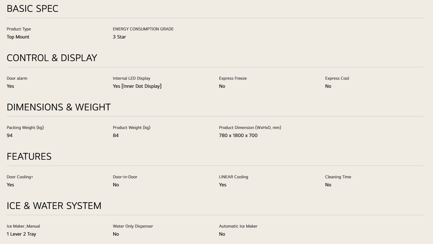 LG GN-C702SGGM 547L 2 Door Top Freezer Fridge in Black Glass Finish