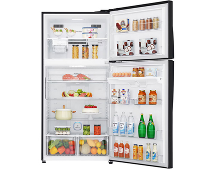 LG GR-H802HQHM 602L 2 Door Top Freezer Fridge in Black Metal Finish