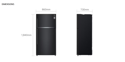 LG GR-H802HQHM 602L 2 Door Top Freezer Fridge in Black Metal Finish