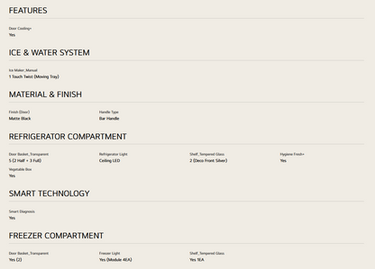 LG GR-H802HQHM 602L 2 Door Top Freezer Fridge in Black Metal Finish