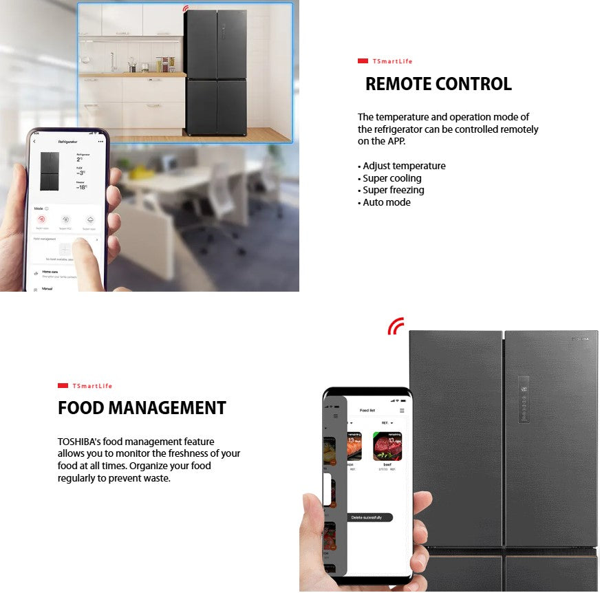 Toshiba 530L Multi Door Fridge GR-RF531WI-PMY(60E) / GRRF531WIPMY60E Inverter Refrigerator