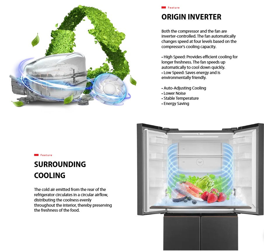 Toshiba 530L Multi Door Fridge GR-RF531WI-PMY(60E) / GRRF531WIPMY60E Inverter Refrigerator