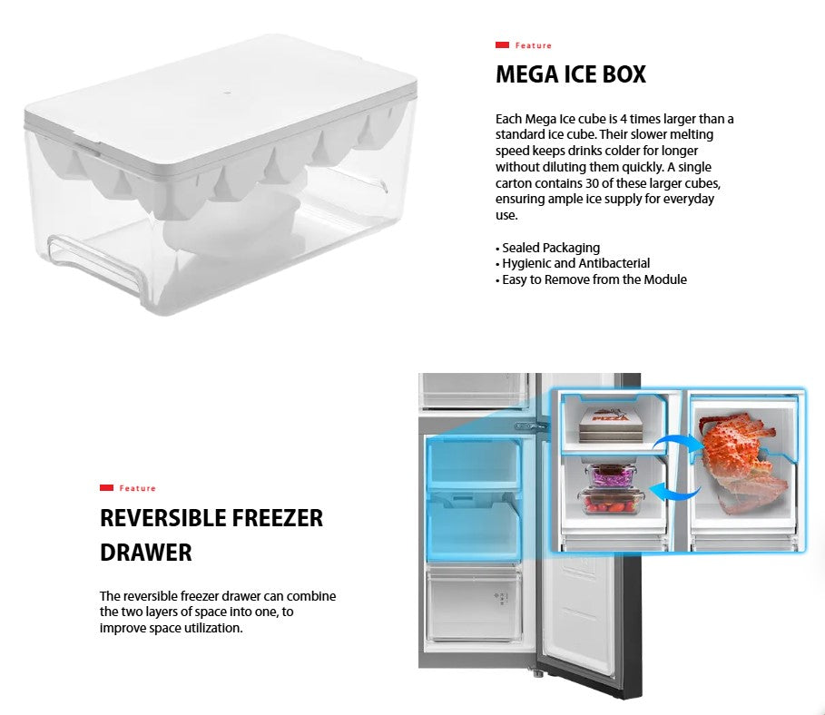 Toshiba 530L Multi Door Fridge GR-RF531WI-PMY(60E) / GRRF531WIPMY60E Inverter Refrigerator