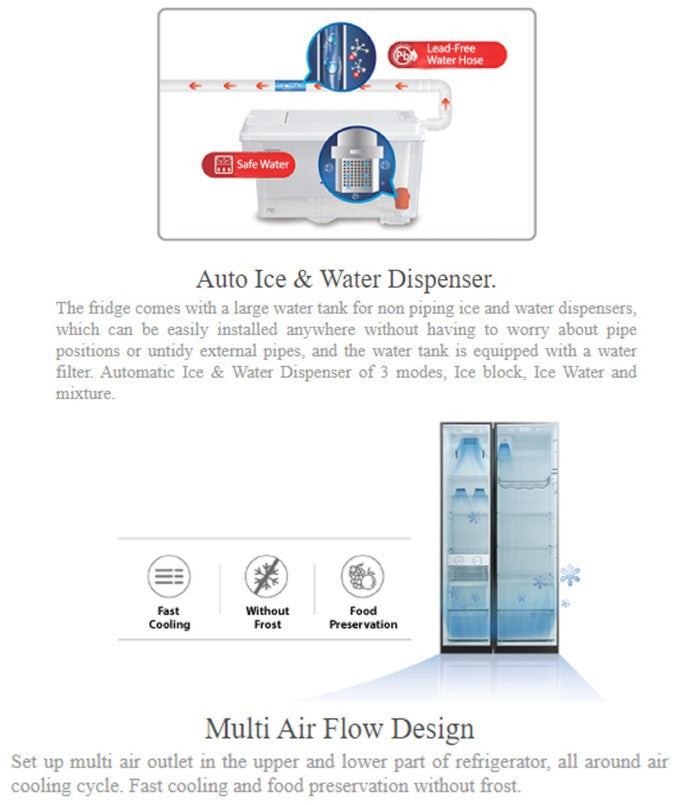 Toshiba 591L Side-by-side GR-RS637WE-PMY(06) Inverter Refrigerator GRRS637WEPMY06 Fridge with Water & Ice Dispenser