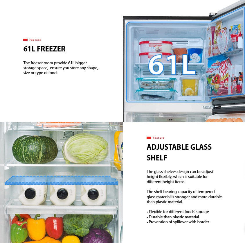 Toshiba 220L 2 Doors Inverter Refrigerator GR-RT230WE-PMY(UK) Urban Black GRRT230WEPMYUK Fridge