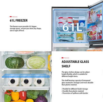 Toshiba 220L 2 Doors Inverter Refrigerator GR-RT230WE-PMY(UK) Urban Black GRRT230WEPMYUK Fridge