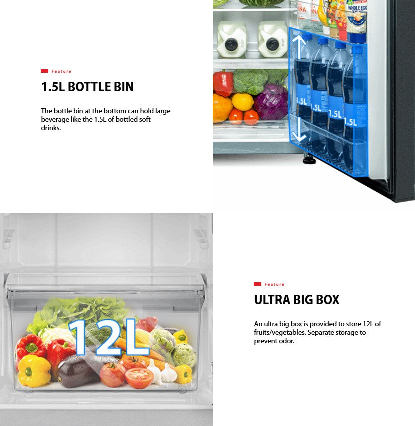 Toshiba 220L 2 Doors Inverter Refrigerator GR-RT230WE-PMY(UK) Urban Black GRRT230WEPMYUK Fridge