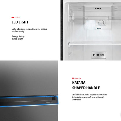 Toshiba 220L 2 Doors Inverter Refrigerator GR-RT230WE-PMY(UK) Urban Black GRRT230WEPMYUK Fridge