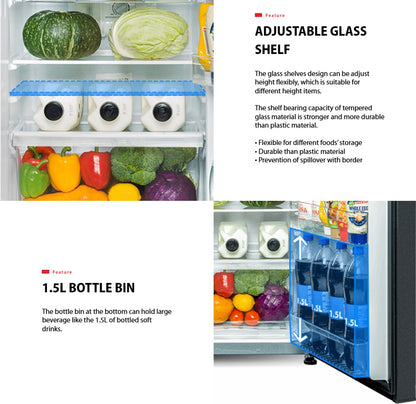 Toshiba 270L 2 door GR-RT300WE-PMY(UK) Inverter Refrigerator (Urban Black) GRRT300WEPMYUK Fridge