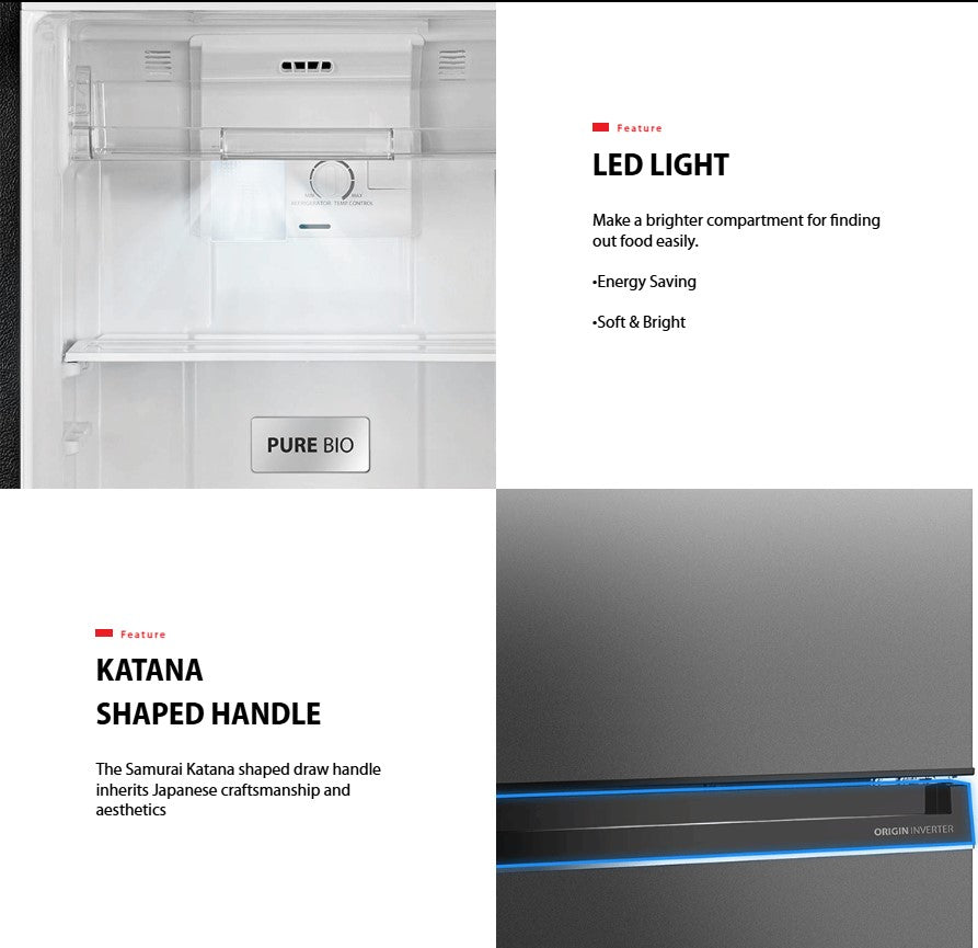 Toshiba 270L 2 door GR-RT300WE-PMY(UB) Inverter Refrigerator (Urban Blue) GRRT300WEPMYUB Fridge