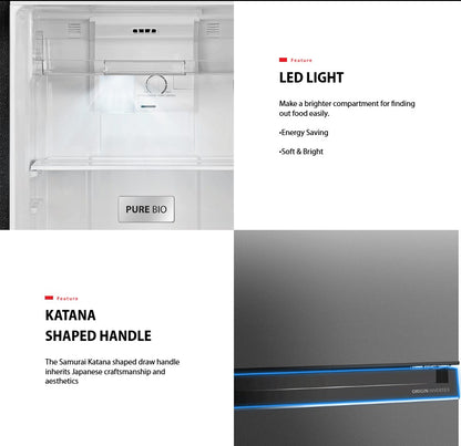 Toshiba 270L 2 door GR-RT300WE-PMY(UK) Inverter Refrigerator (Urban Black) GRRT300WEPMYUK Fridge