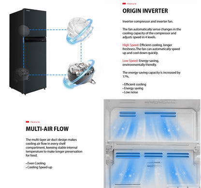 Toshiba 310L GR-RT320WE-PMY(UK) Refrigerator Inverter Fridge Black GRRT320WEPMYUK