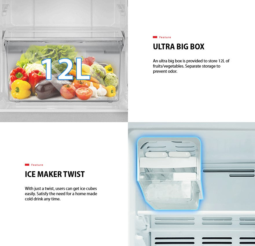 Toshiba 310L GR-RT320WE-PMY(UK) Refrigerator Inverter Fridge Black GRRT320WEPMYUK