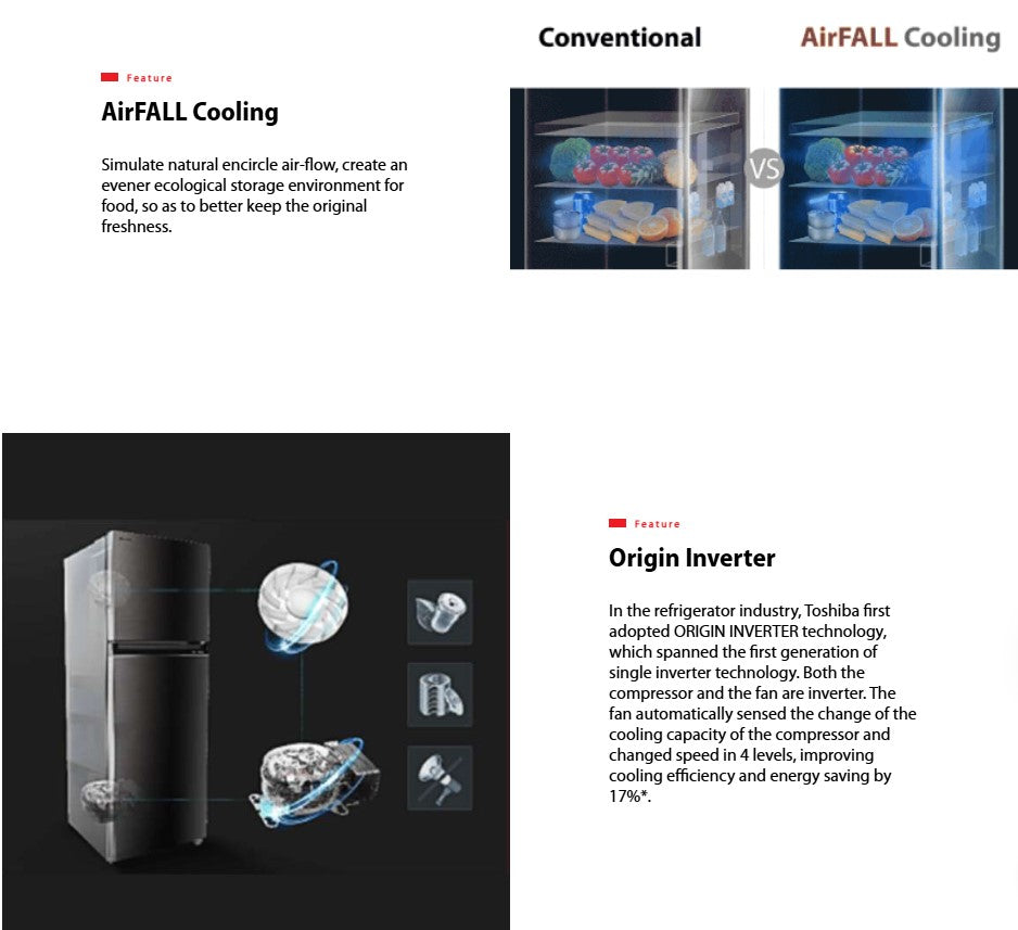 TOSHIBA 360L Inverter 2 Door Fridge Refrigerator GR-RT416WE-PMY(06) (Morandi Gray) GRRT416WEPMY06