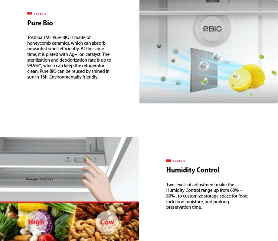 TOSHIBA 400L 2 Door Inverter GR-RT468WE-PMY (06) Morandi Gray GRRT468WEPMY06 Fridge