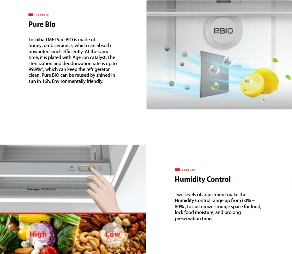 Toshiba 490L 2 Doors Inverter Refrigerator GR-RT559WE-PMY(37) Fridge (Satin Grey) GRRT559WEPMY37