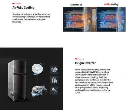 Toshiba 490L 2 Doors Inverter Refrigerator GR-RT559WE-PMY(06) Fridge (Morandi Gray) GRRT559WEPMY06